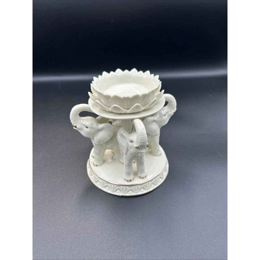 LENOX Elephant Promenade Votive Ivory Fine China Candle Holder 24K Gold Trim - Picture 4 of 7
